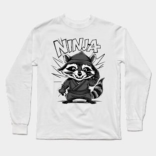 Ninja raccoon cute Long Sleeve T-Shirt